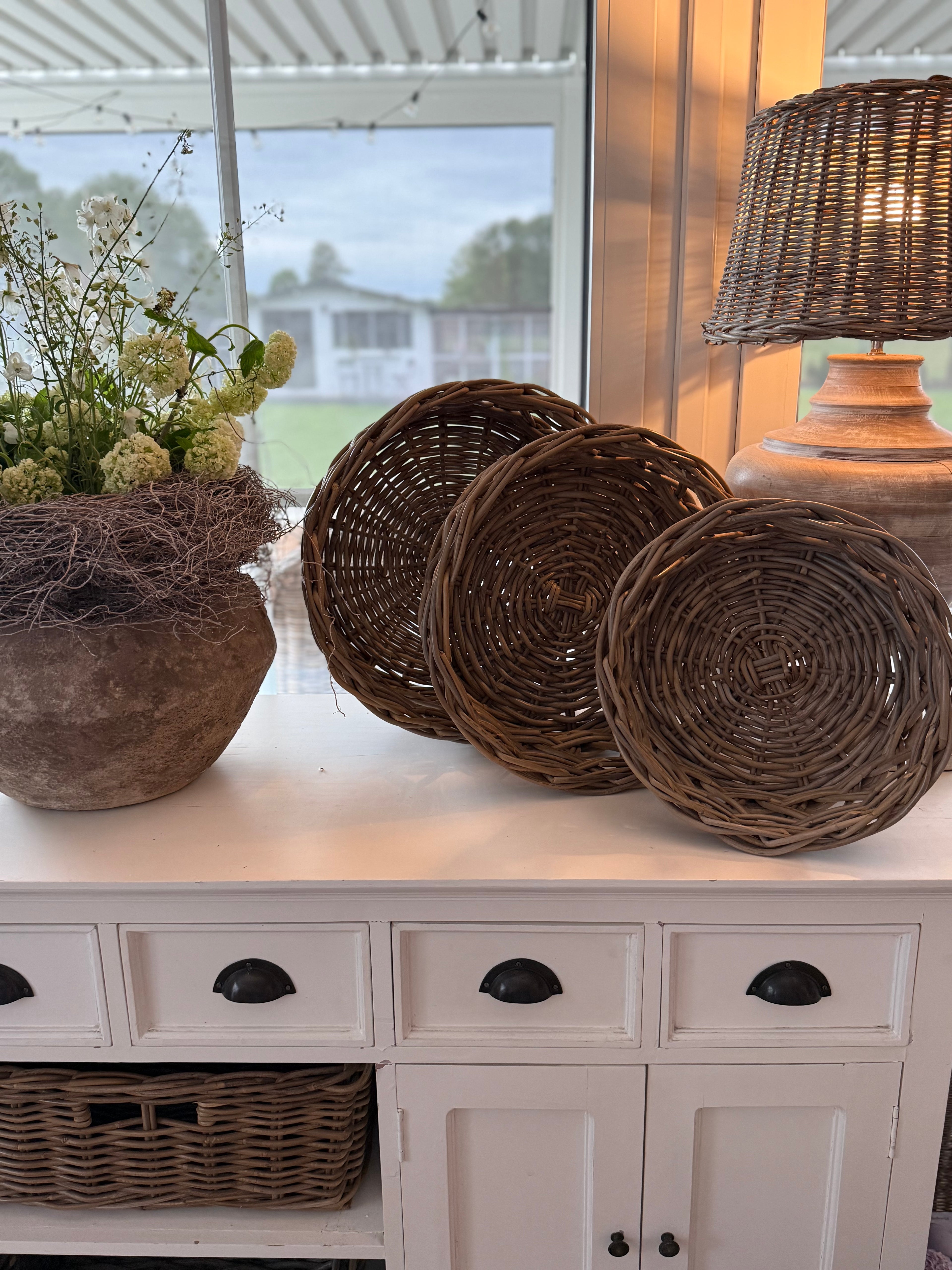Rattan Tablett rund mittel