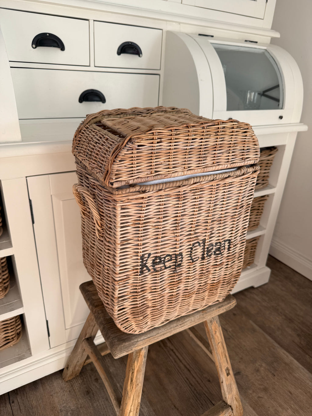 Rattan Korb Wäsche / Abfallkorb
