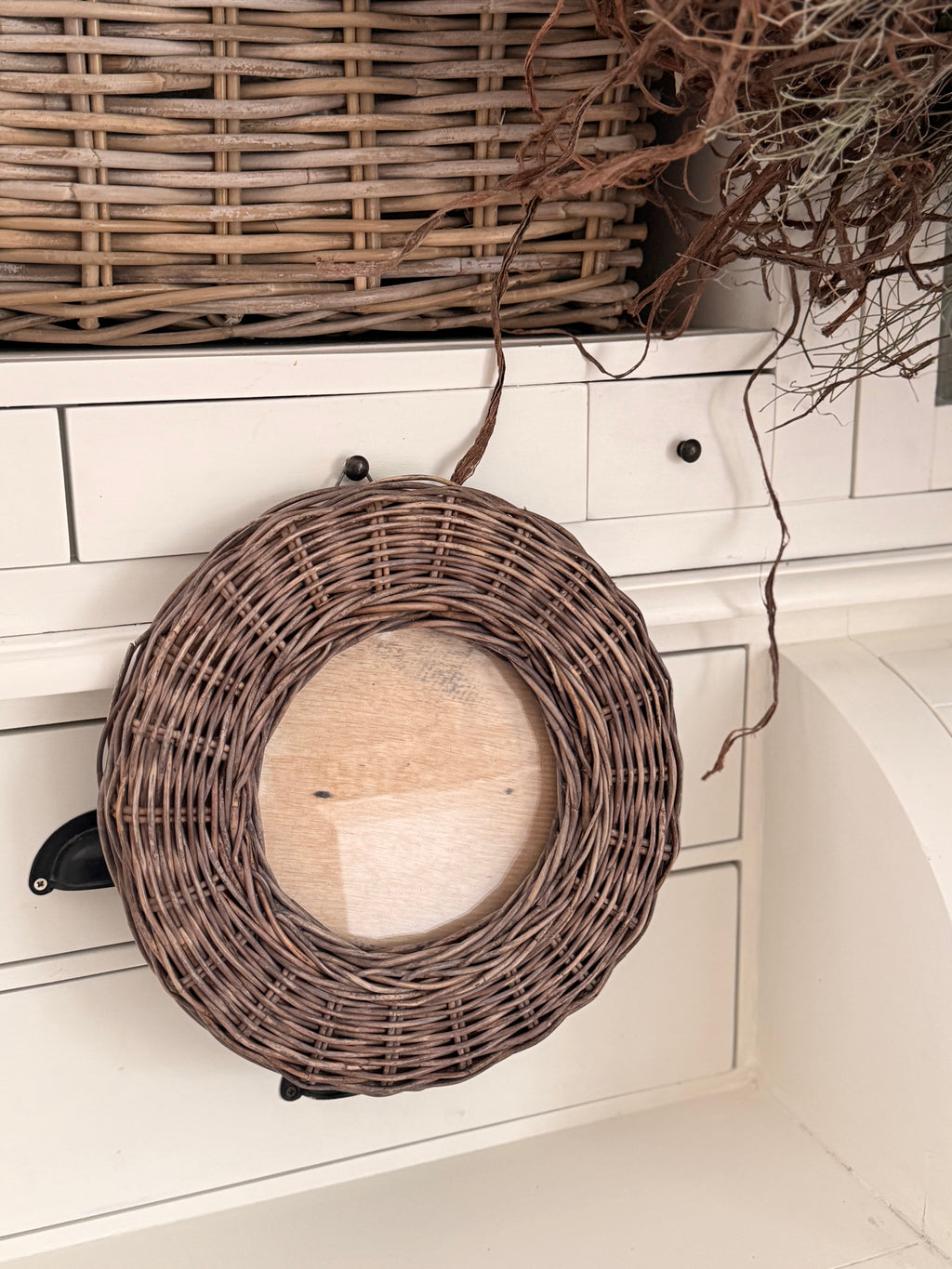 Rattan Bilderrahmen rund
