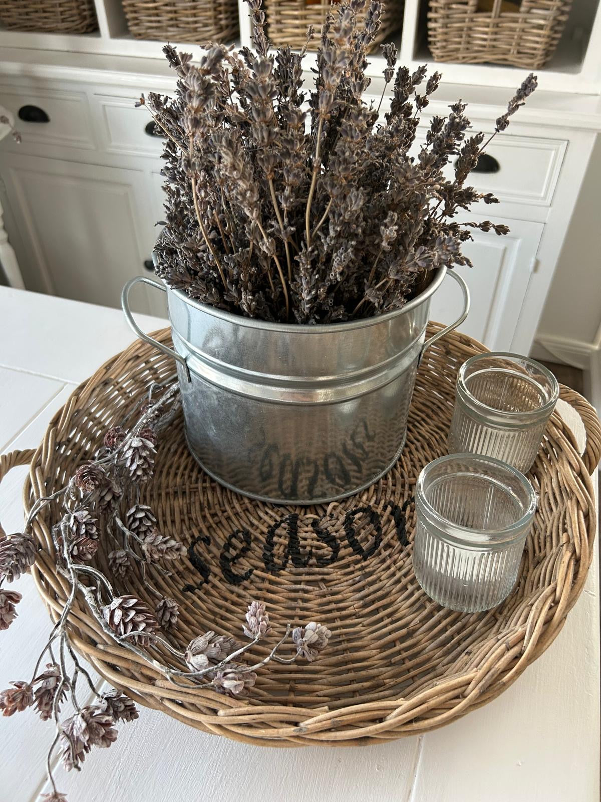 Runde Rattan-Tabletts im 3er-Set