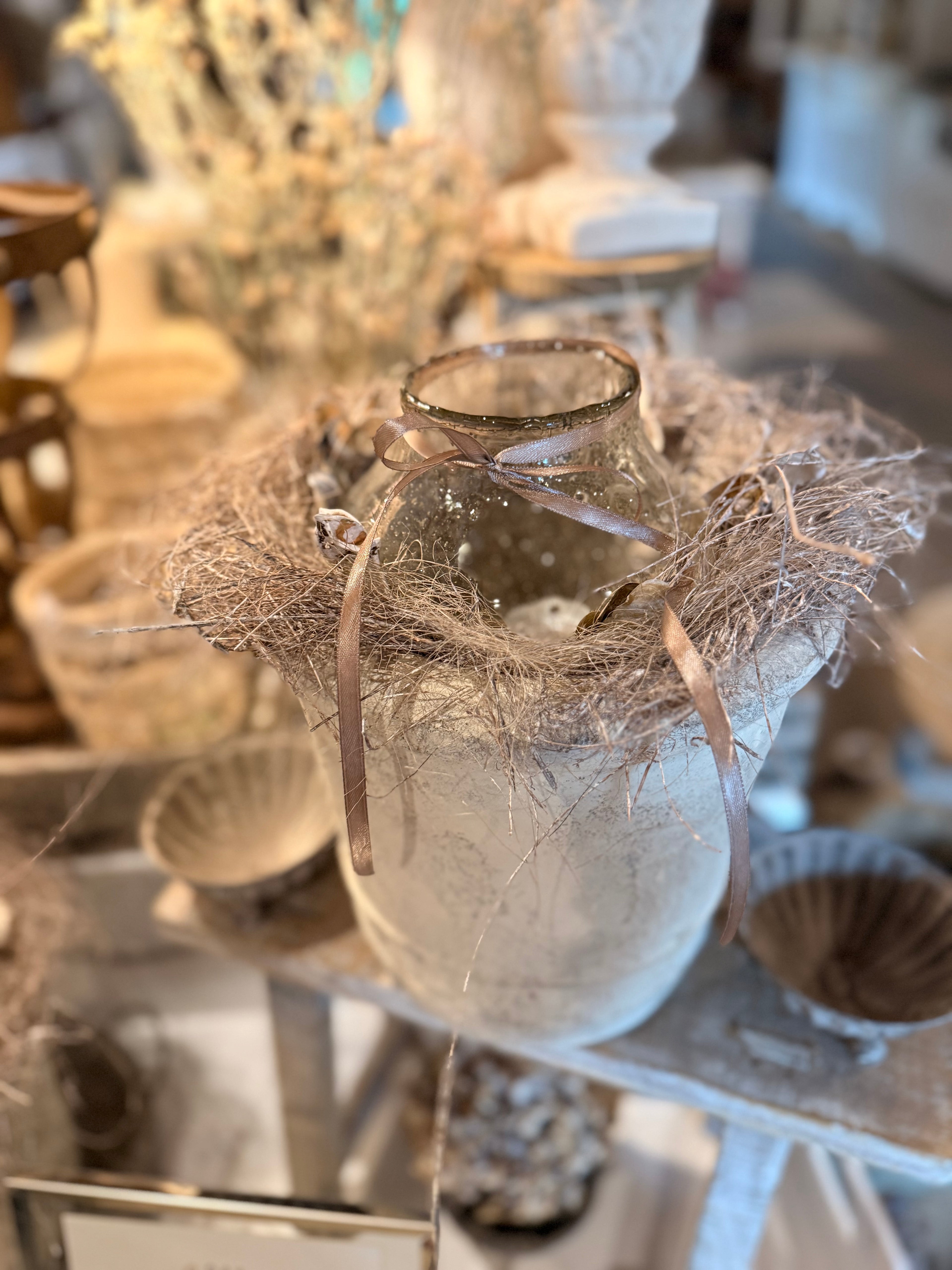 Topf / Vase Rustic mit Glas