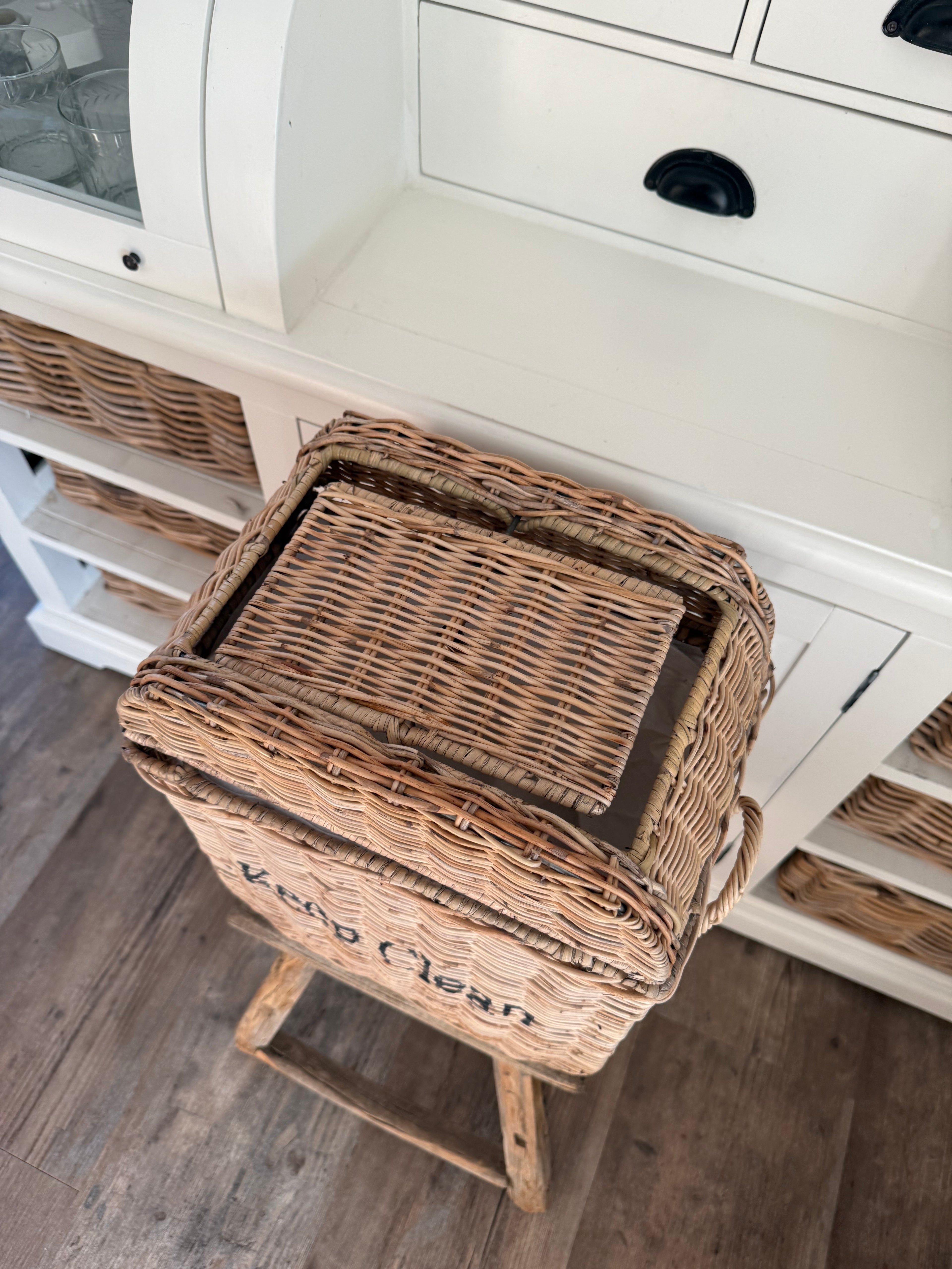 Rattan Korb Wäsche / Abfallkorb