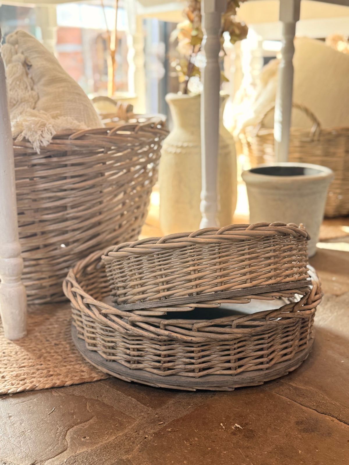 Rattan Tablett rund Groß