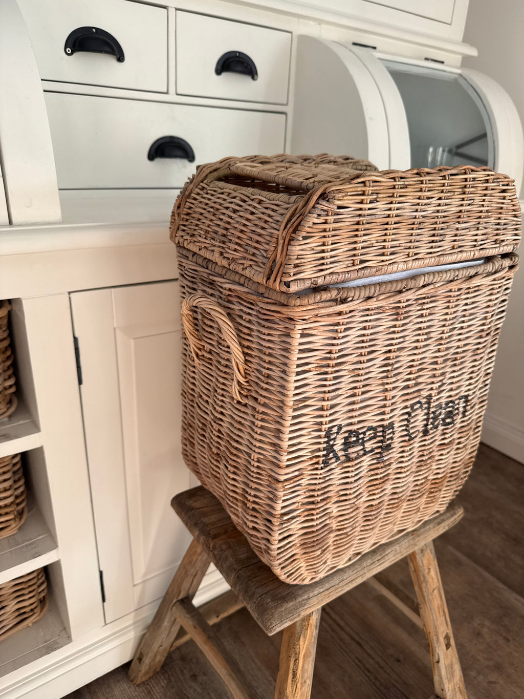 Rattan Korb Wäsche / Abfallkorb