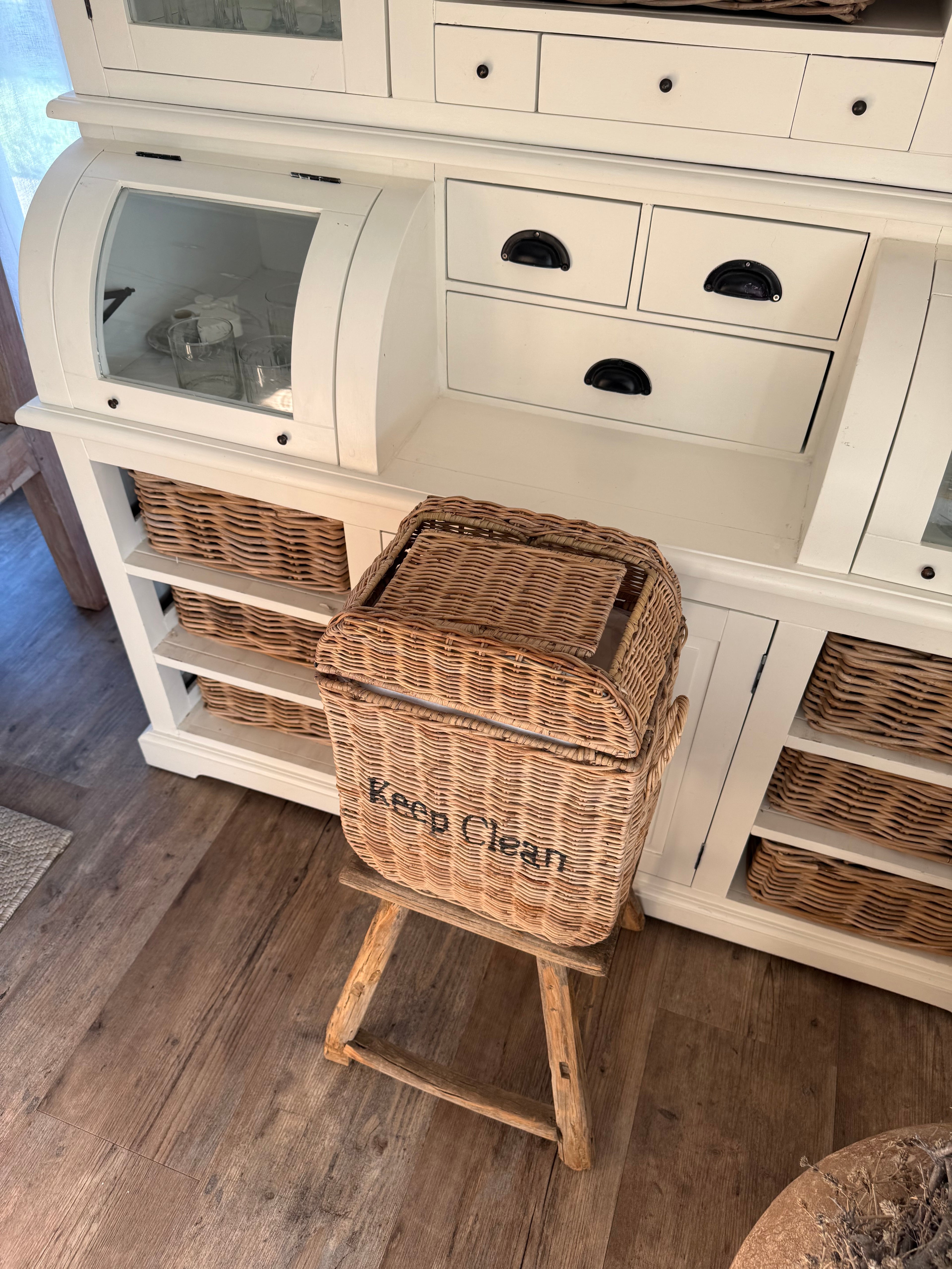 Rattan Korb Wäsche / Abfallkorb
