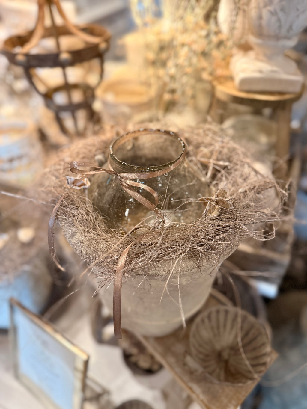 Topf / Vase Rustic mit Glas