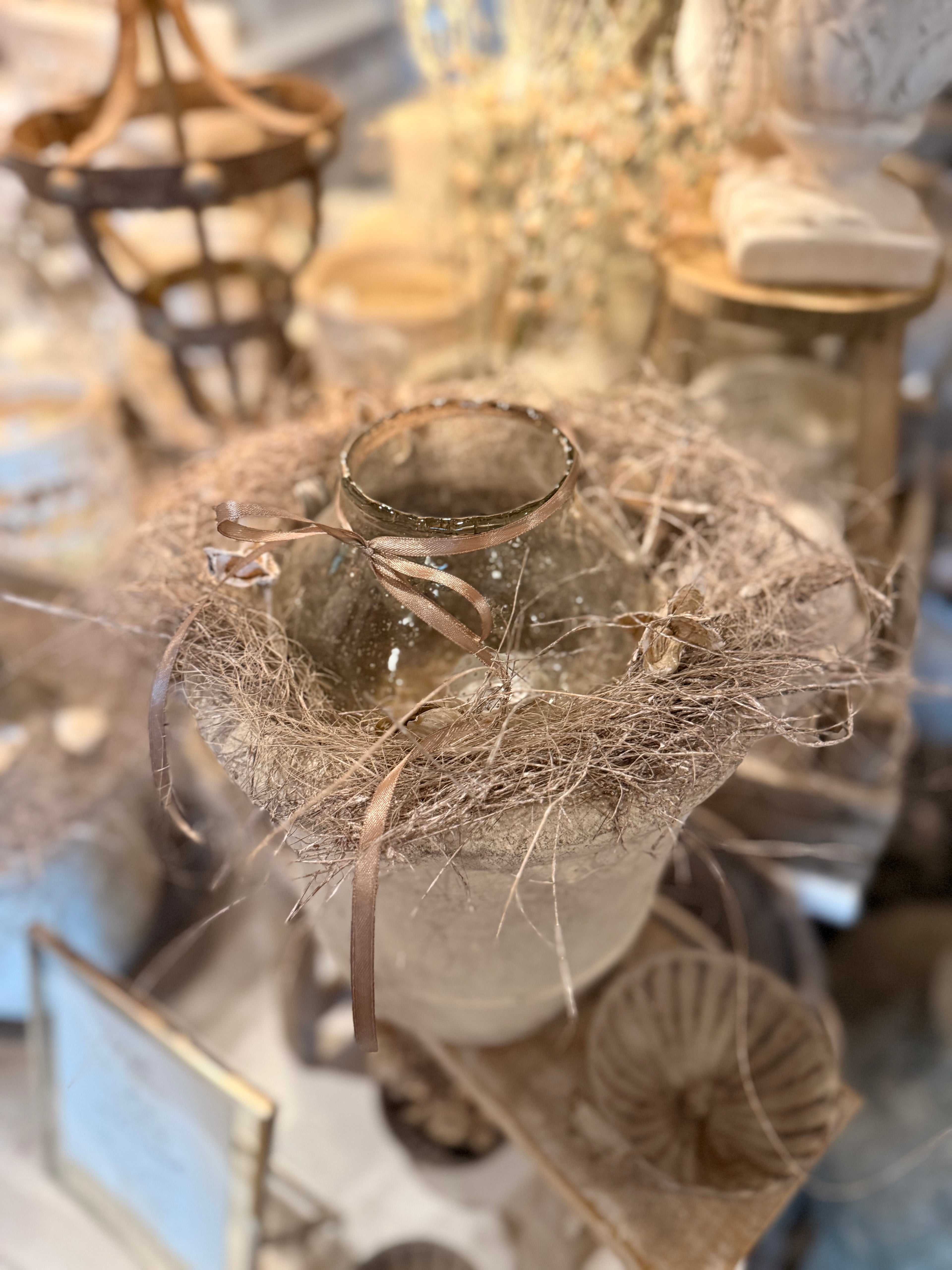 Topf / Vase Rustic mit Glas