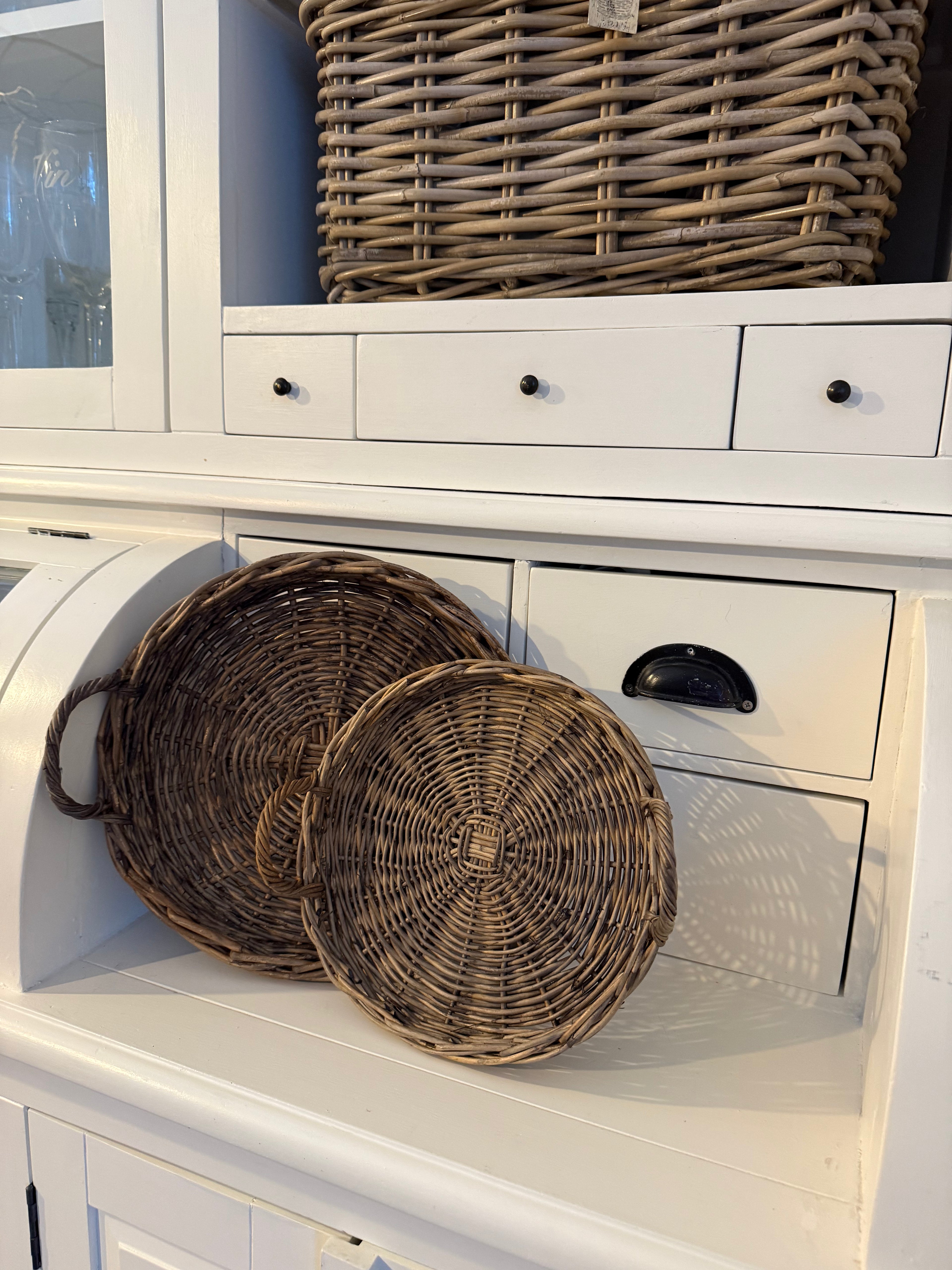 Rattan Tablett 2er Set